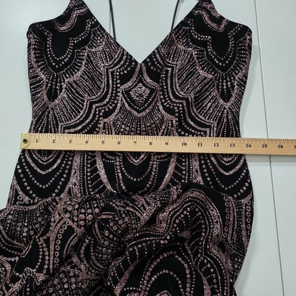 Jump Apparel Maxi Dress Womens 7/8 Black Pink Glitter Lined Cocktail Prom Whimsi - Picture 5 of 16